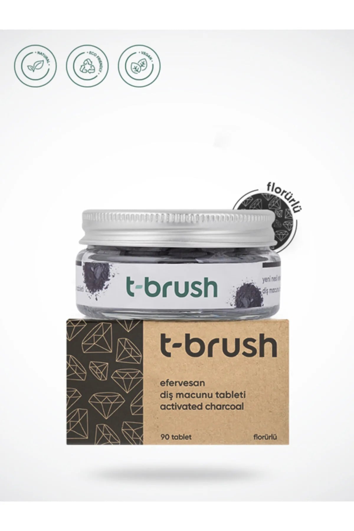 T-Brush Aktif Kömürlü Florürlü Diş Macunu Tableti - 90 Adet