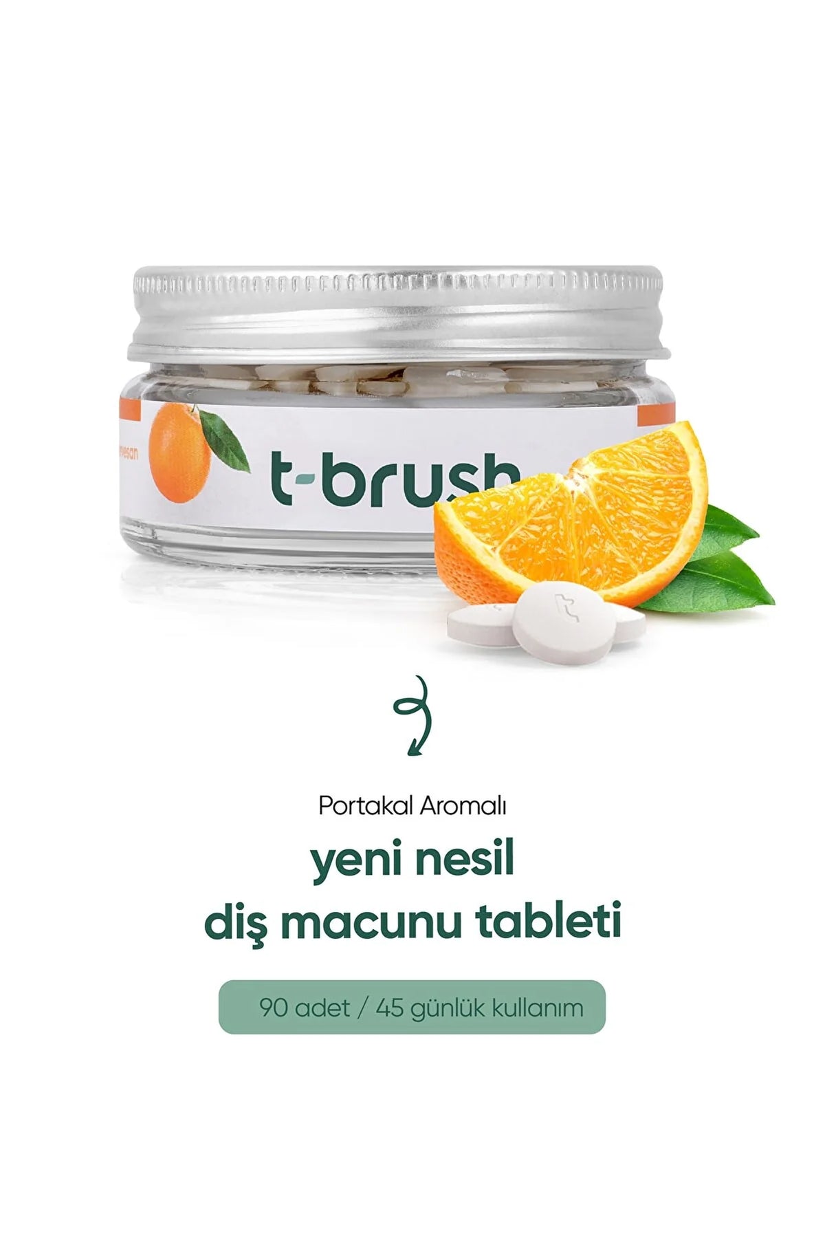 T-Brush Portakal Aromalı Florürlü Diş Macunu Tableti - 90 Adet