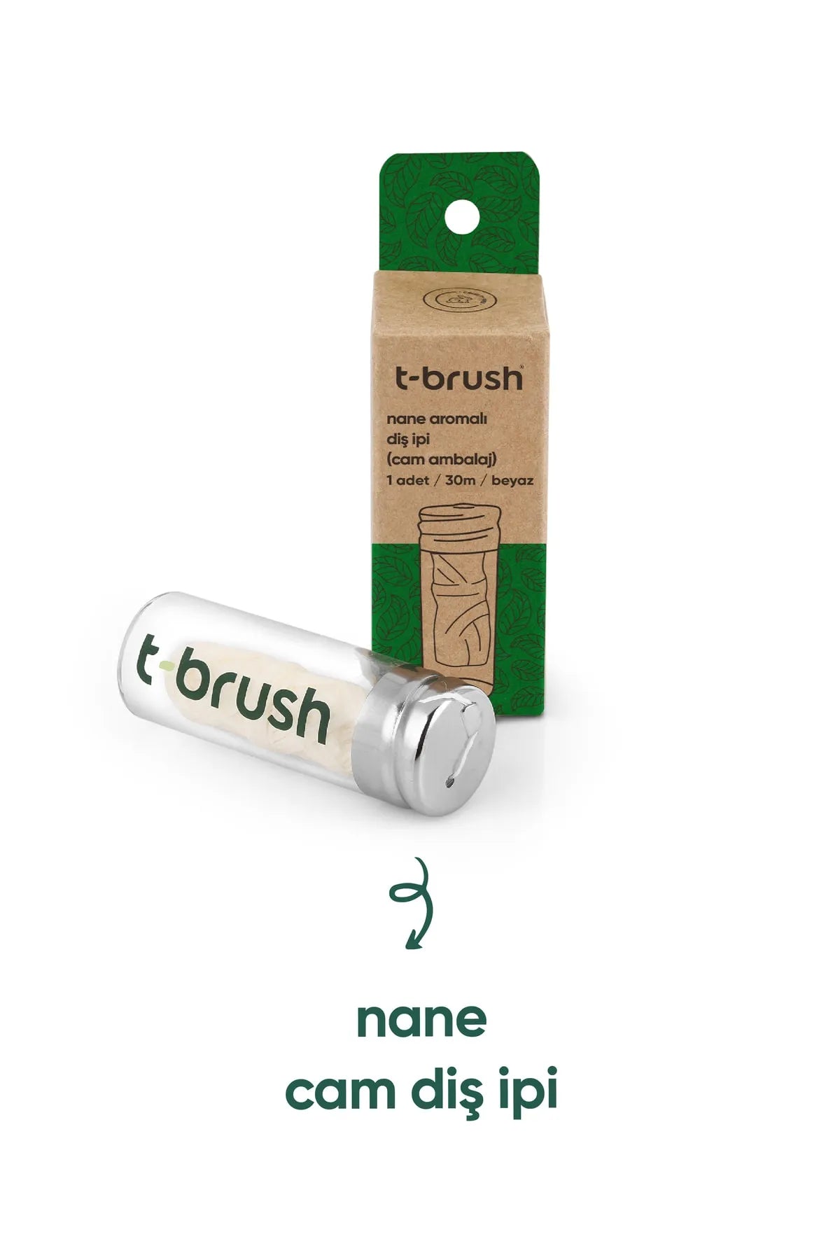 T-Brush Doğal Naneli Cam Şişe Diş İpi 30 m