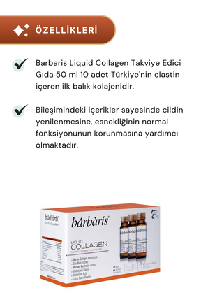 Barbaris Liquid Collagen Takviye Edici Gıda 50 ml 10 adet 6'lı Paket