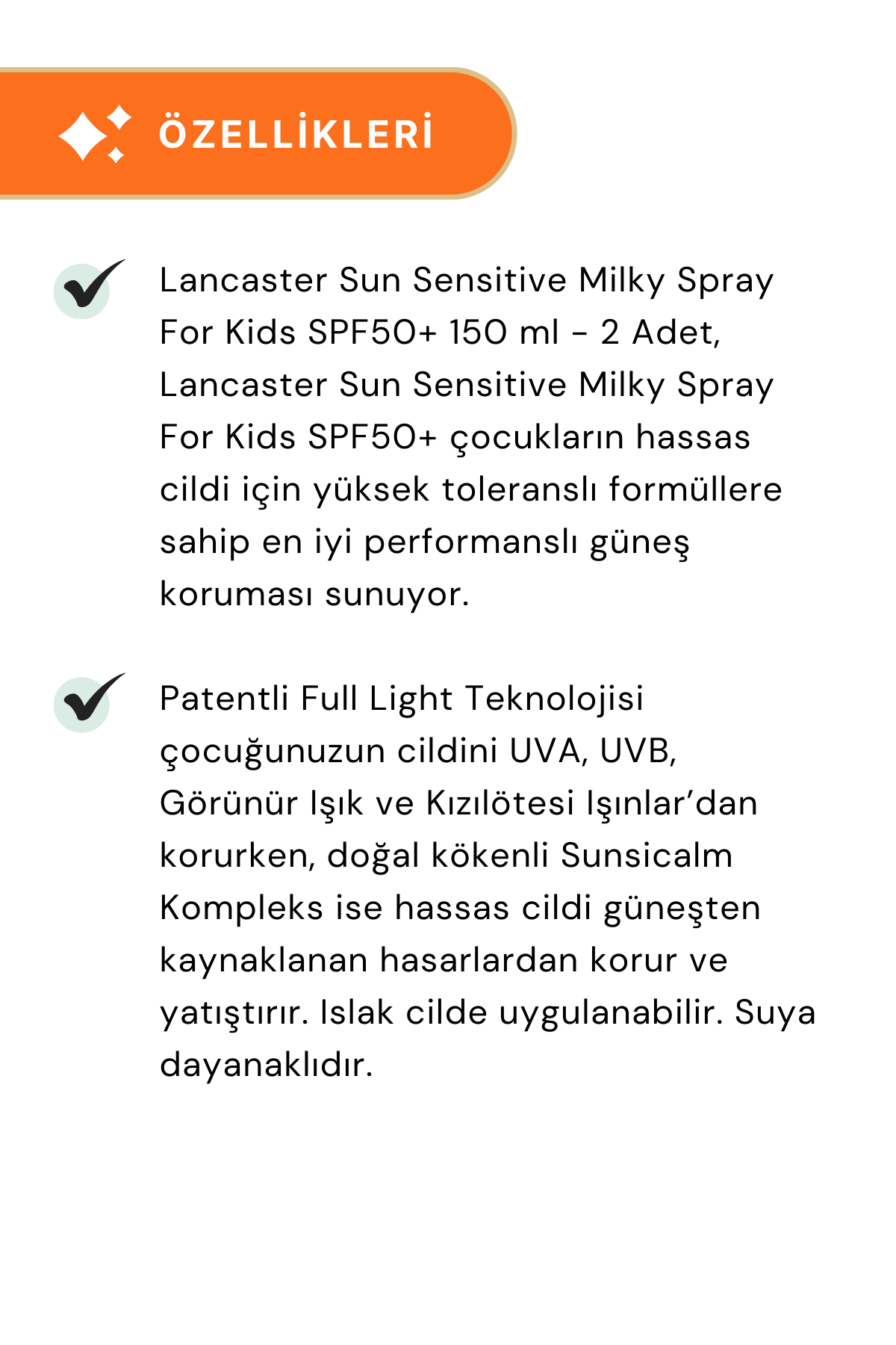 Lancaster Sun Sensitive Milky Spray For Kids SPF50+ 150 ml - 2 Adet