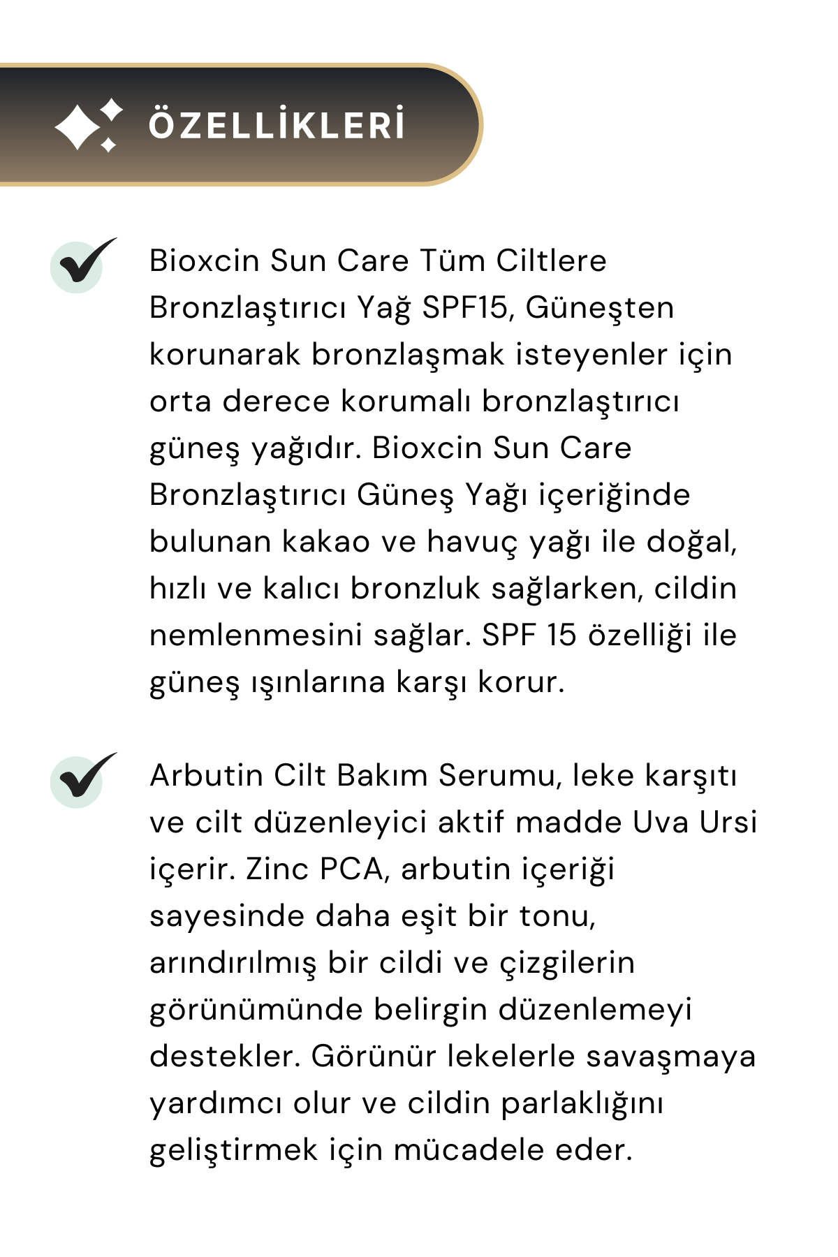 Bioxcin Sun Care Bronzlaştırıcı Yağ SPF15 200 Ml & The Fair Arbutin Leke Karşıtı Cilt Serumu 30 Ml