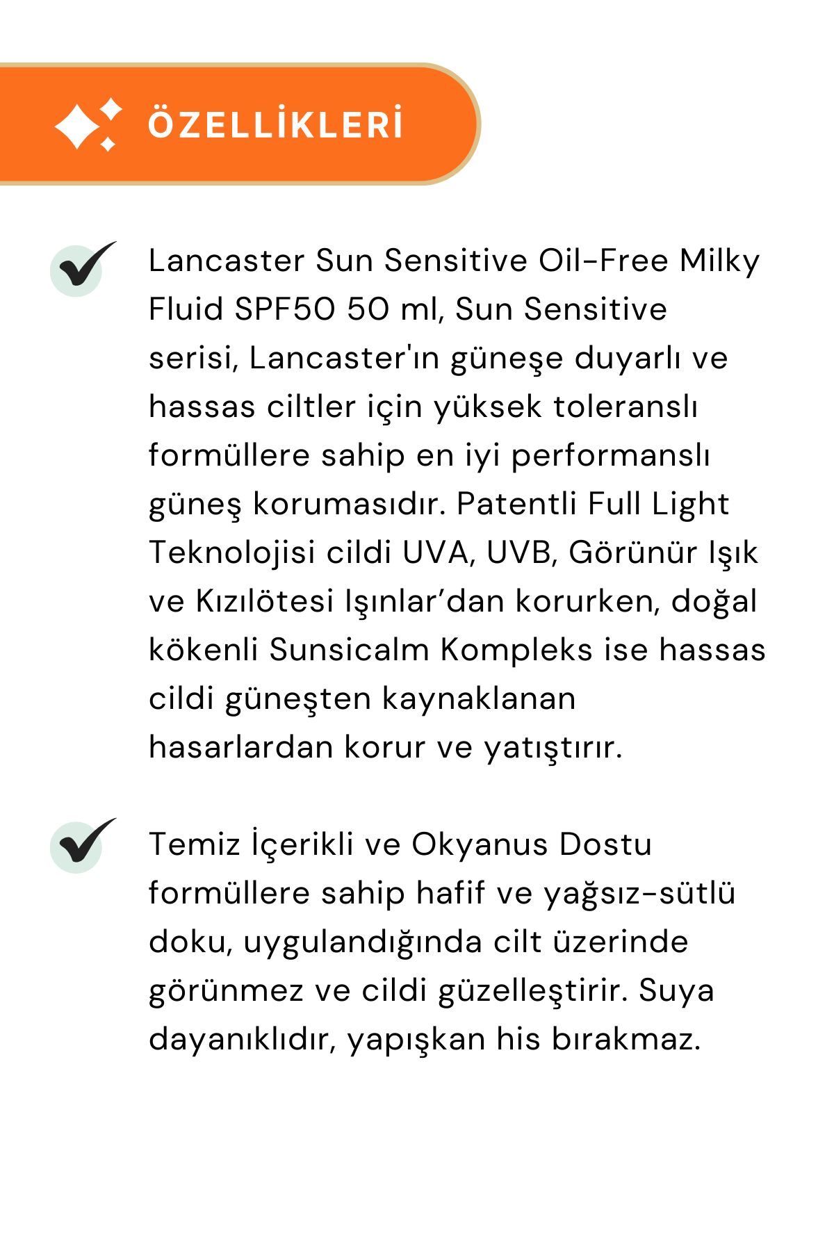 Lancaster Sun Sensitive Oil-Free Milky Fluid SPF50 50 ml - 3 Adet