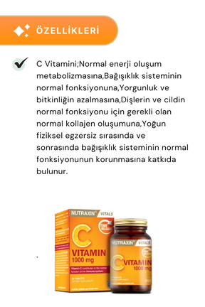 Nutraxin C Vitamin 1000 mg 30 Tablet 3'lü Paket