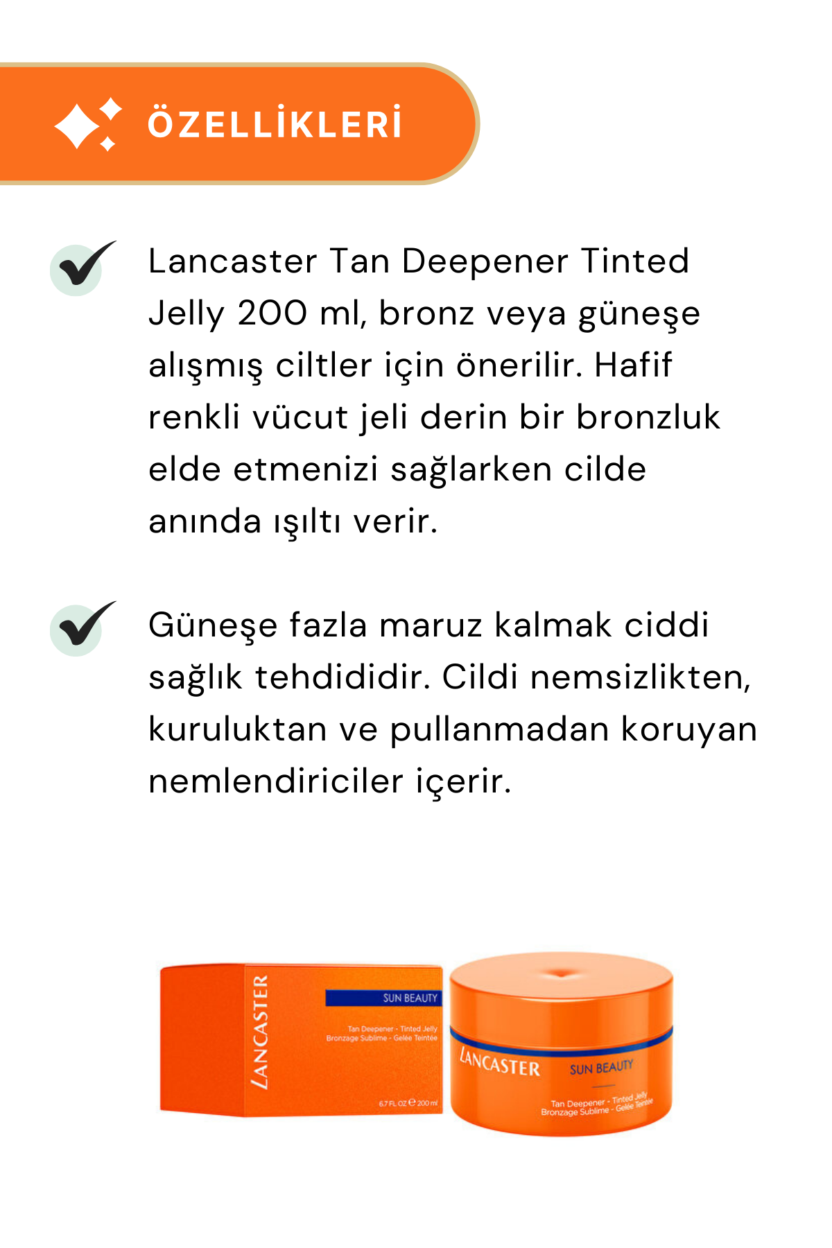 Lancaster Sun Beauty Tan Deepener Tinted Jelly SPF6 200 ml 3'lü Paket
