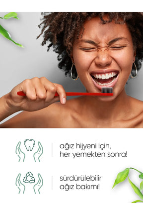 T-Brush Bioçözünür Orta Sert Diş Fırçası - Kırmızı