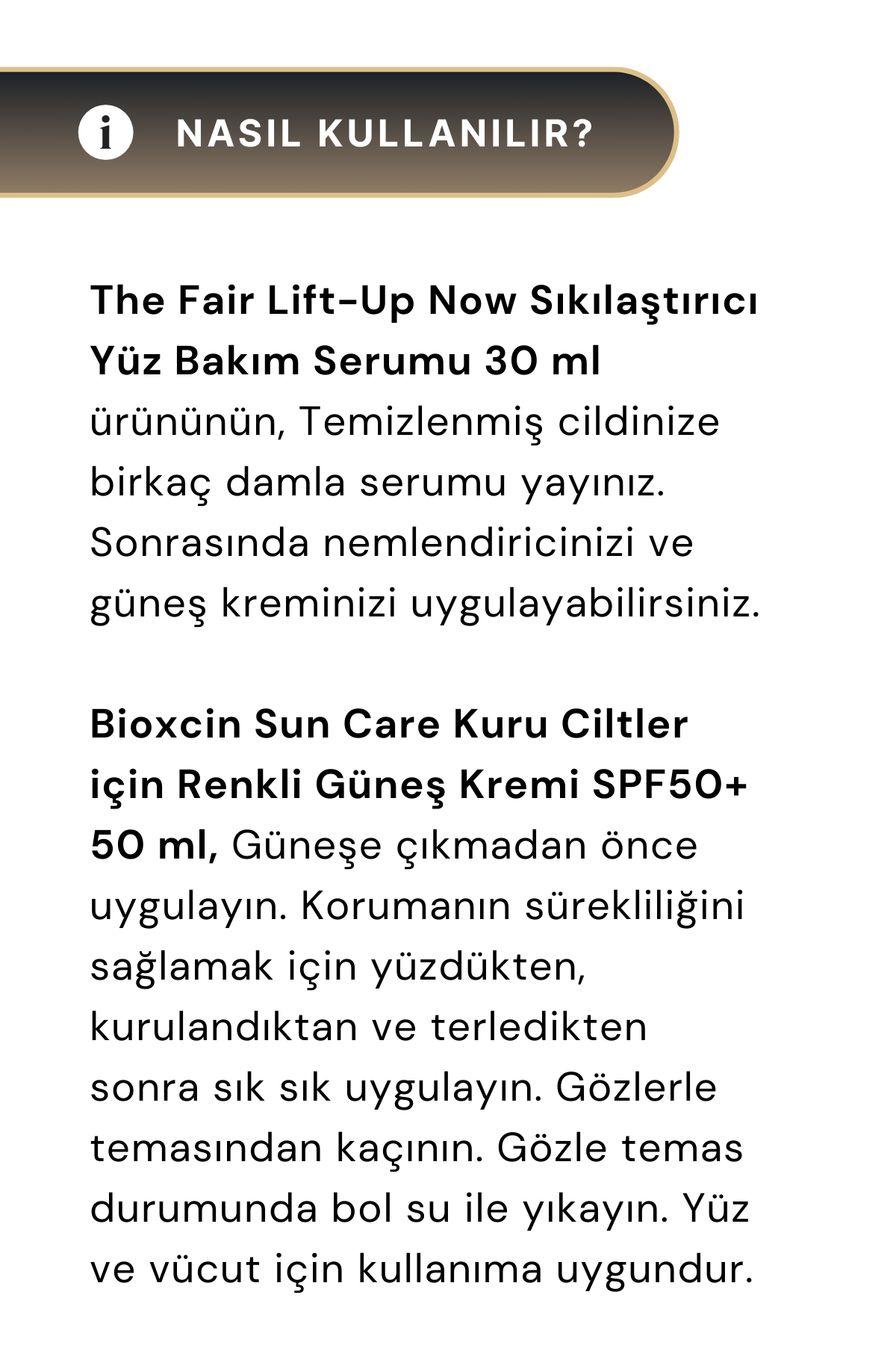 Bioxcin Sun Care Kuru Ciltler için Renkli Güneş Kremi SPF50+ 50 ml & The Fair Lift-Up Now Yüz Bakım Serumu 30 ml