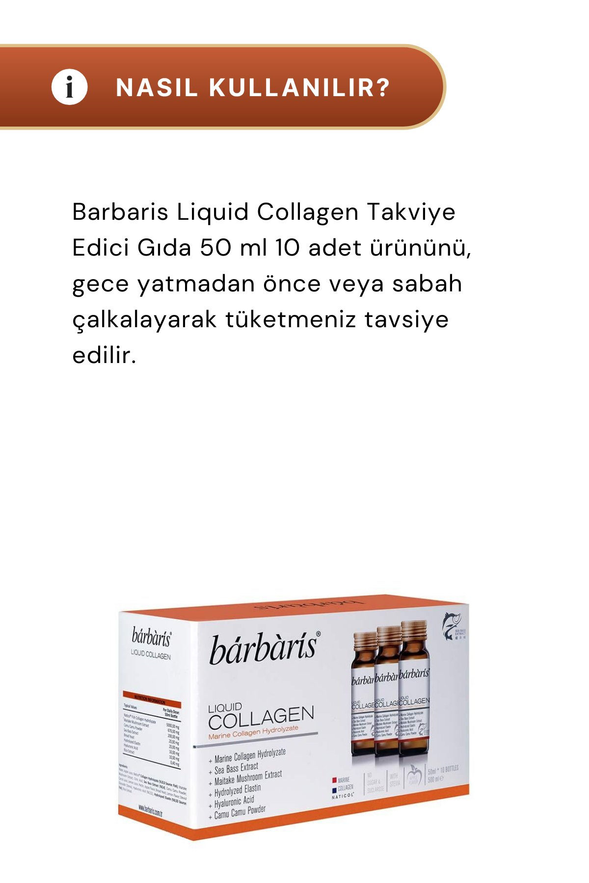 Barbaris Liquid Collagen Takviye Edici Gıda 50 ml 10 adet 6'lı Paket