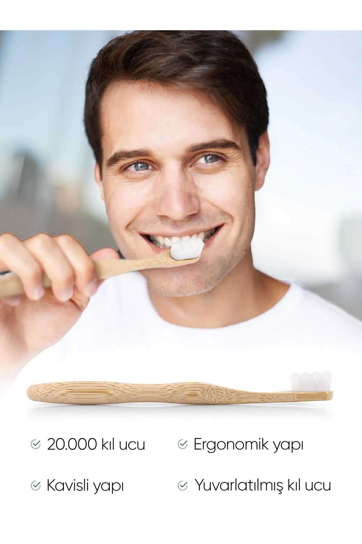 T-Brush Nano Vegan Bambu Ultra Yumuşak Diş Fırçası - Beyaz