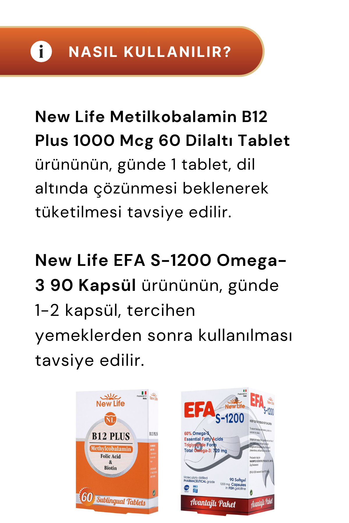 New Life B12 Plus 60 Tablet & EFA S-1200 90 Kapsül
