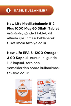 New Life B12 Plus 60 Tablet & EFA S-1200 90 Kapsül