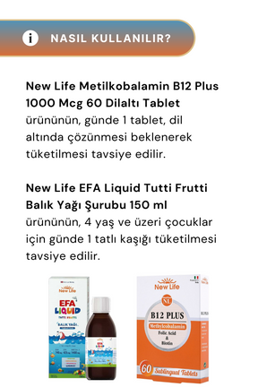 New Life B12 Plus 60 Tablet & EFA Liquid Tutti Frutti