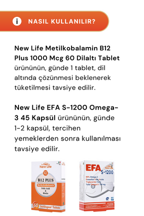 New Life B12 Plus 60 Tablet & EFA S-1200 45 Kapsül
