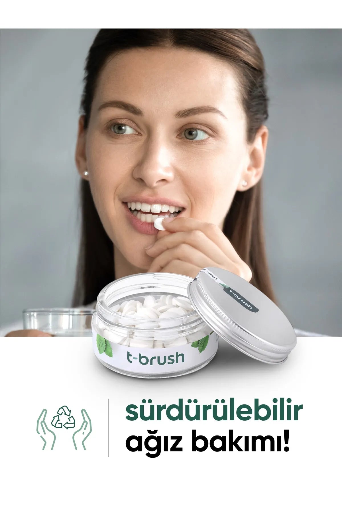 T-Brush Nane Aromalı Florürsüz Diş Macunu Tableti - 90 Adet