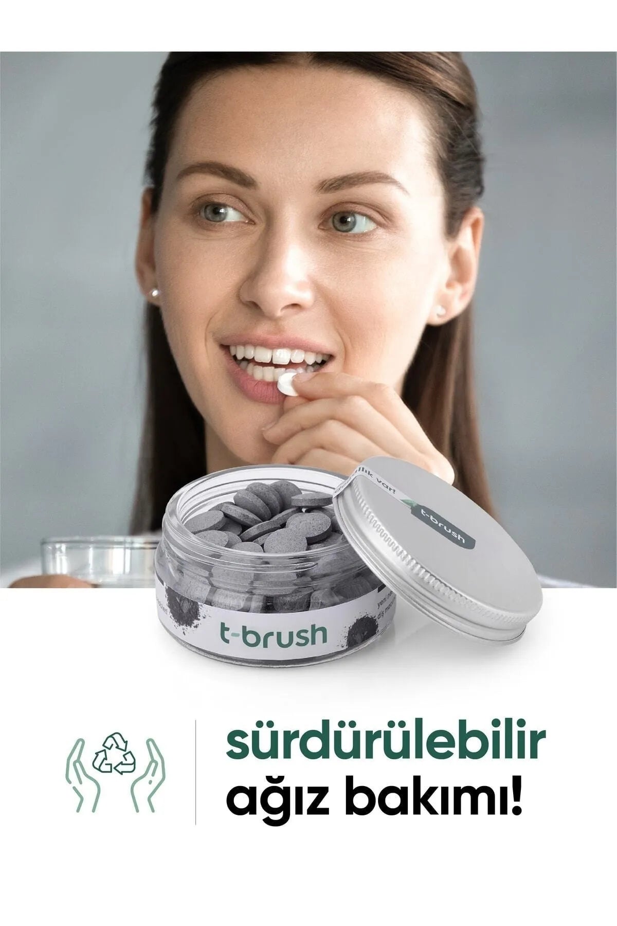 T-Brush Aktif Kömürlü Florürsüz Diş Macunu Tableti - 90 Adet