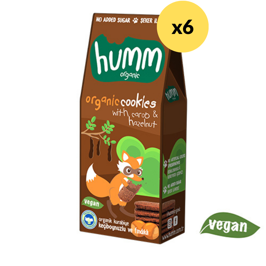 Humm Organic Keçiboynuzlu Fındıklı Vegan Kurabiye 55 g 6'lı Paket