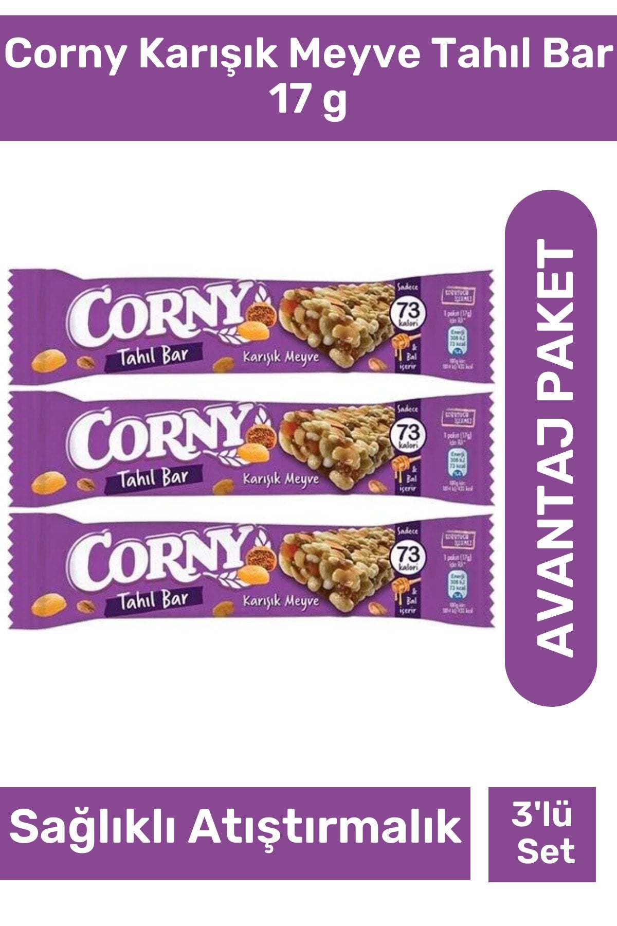 Corny Karışık Meyve Tahıl Bar 17 g 3'lü Paket