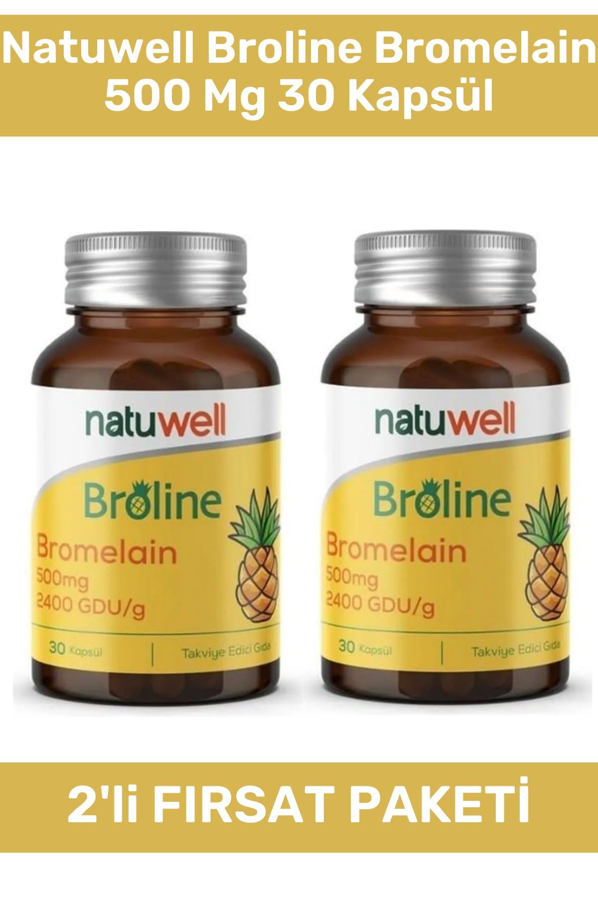 Natuwell Broline Bromelain 500 Mg 30 Kapsül 2'li Paket