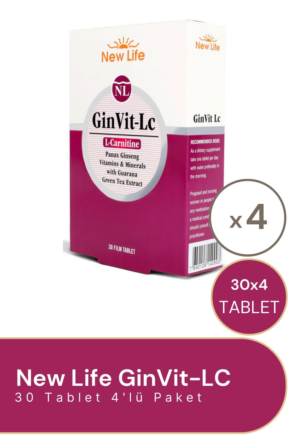 New Life GinVit-LC 30 Tablet 4'lü Paket
