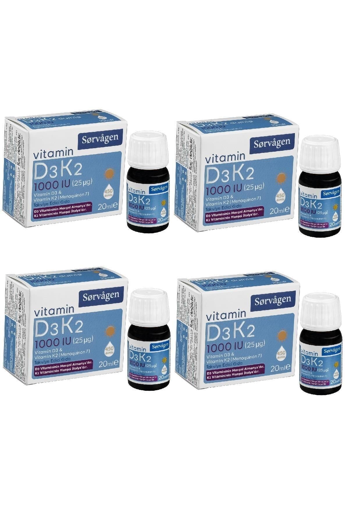 Sorvagen Vitamin D3K2 1000 IU 20 ml Damla - 4'lü Paket