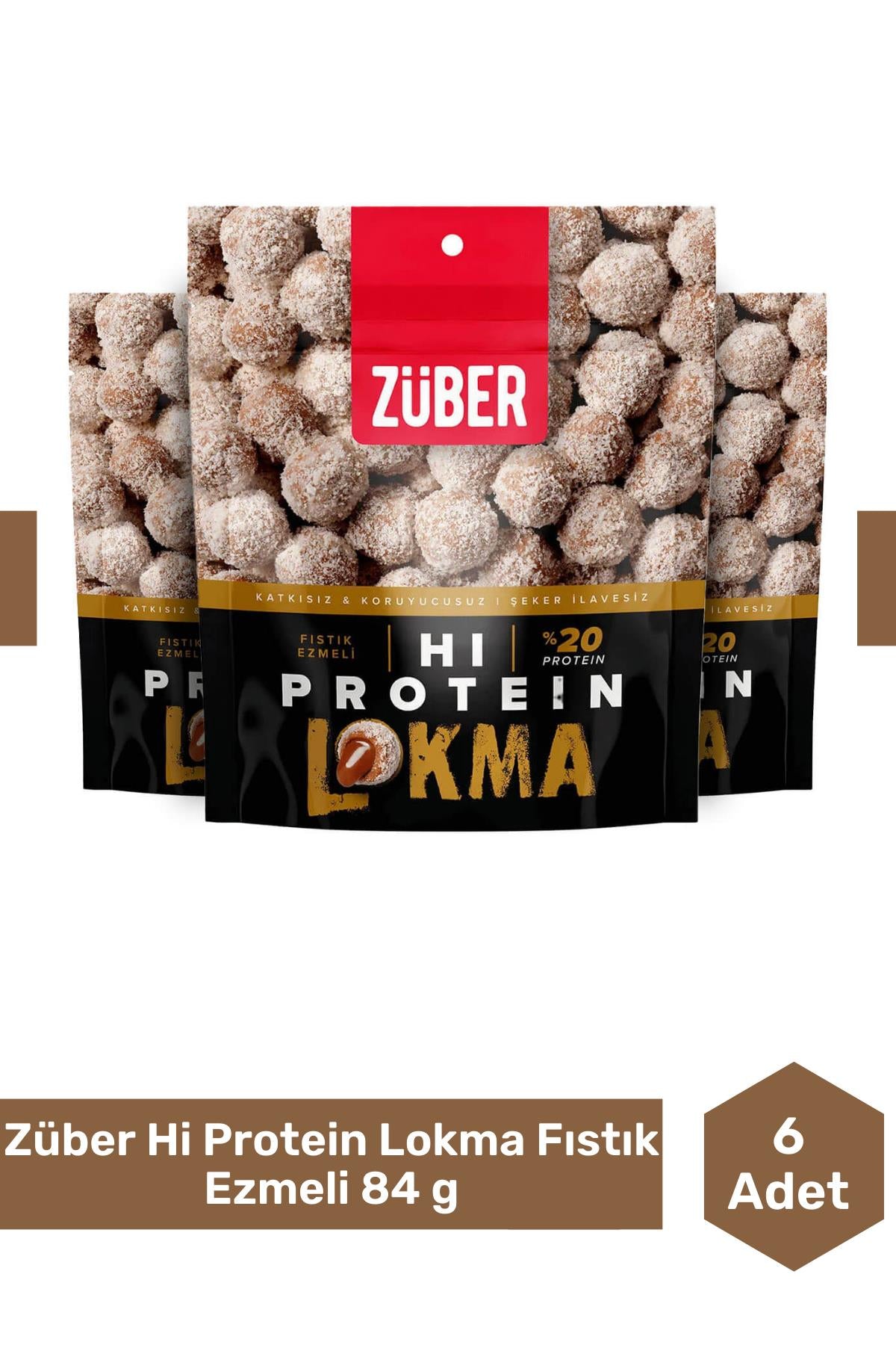 Züber Hi Protein Lokma Fıstık Ezmeli 84 g 6'lı Paket
