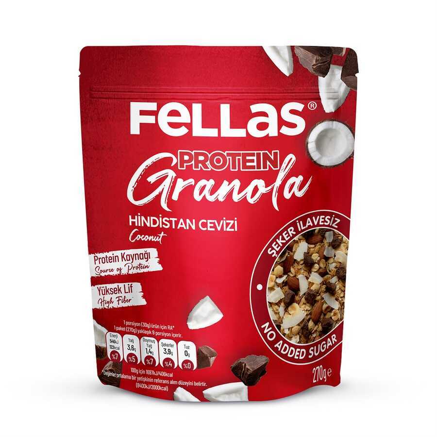 Fellas Granola - Hindistan Cevizi & Protein Bar Parçacıklı 270 g