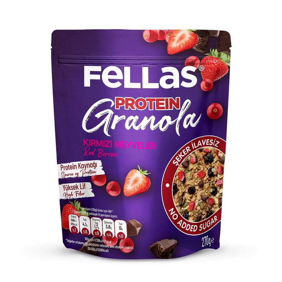 Fellas Granola - Kırmızı Meyveler ve Protein Bar Parçacıklı 270 g