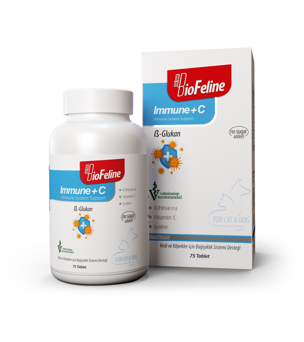 BioFeline Immune+C 75 Tablet (Kedi Ve Köpekler İçin Bağışıklık Sistemini Güçlendiren Bağışıklık Sistemi Destek Tableti)