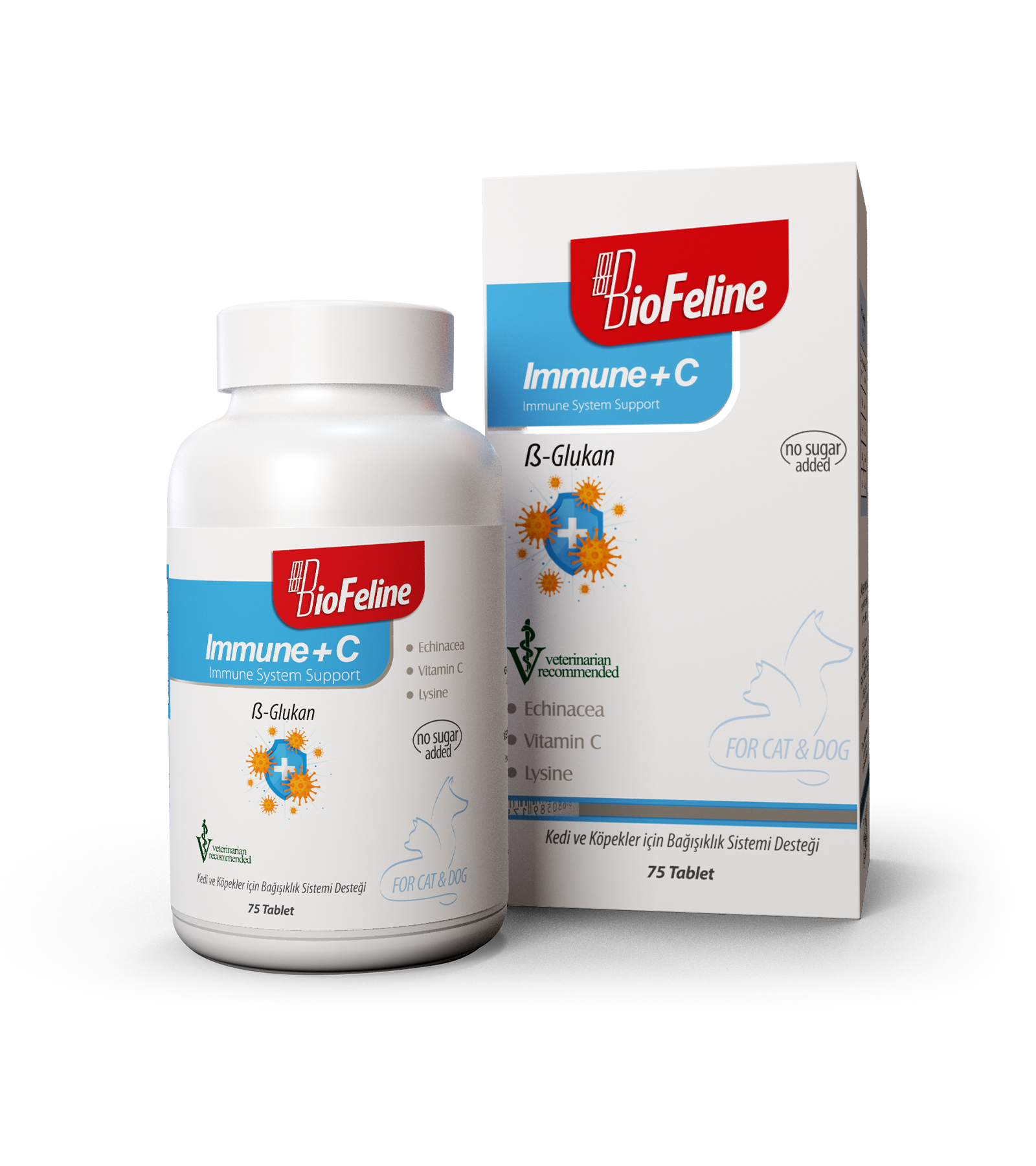 BioFeline Immune+C 75 Tablet (Kedi Ve Köpekler İçin Bağışıklık Sistemini Güçlendiren Bağışıklık Sistemi Destek Tableti)