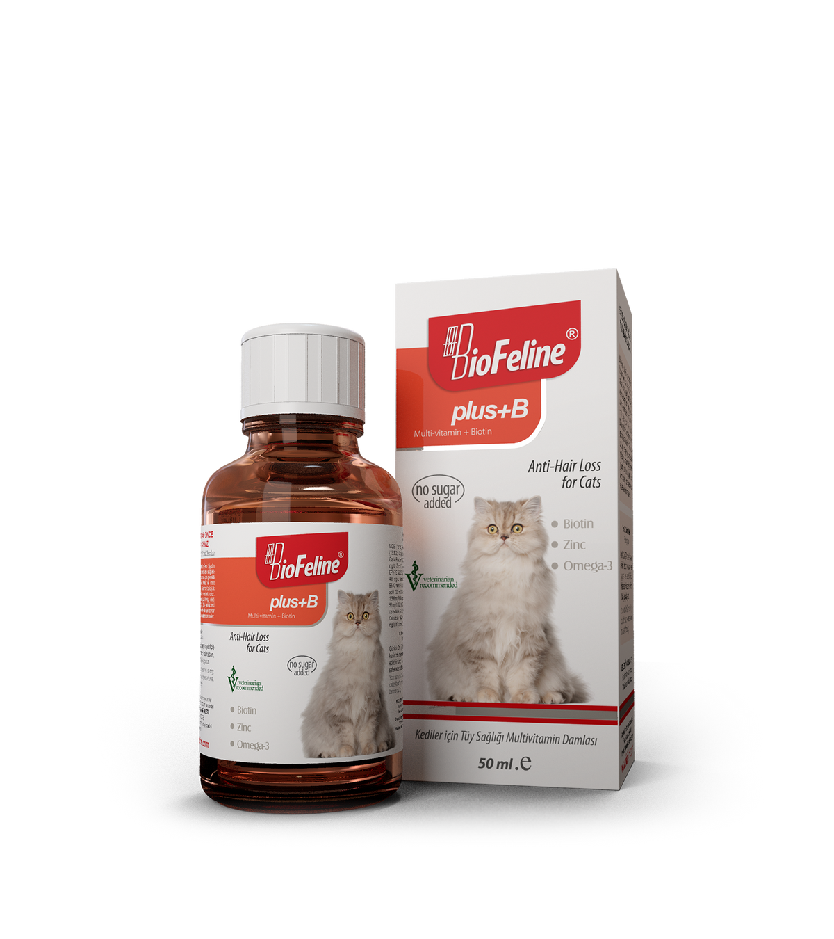 BioFeline Plus+B For Cats 50 ml (Kediler İçin Tüy Dökülmesi Engelleyici Biotin Tüy Sağlığı Damlası)