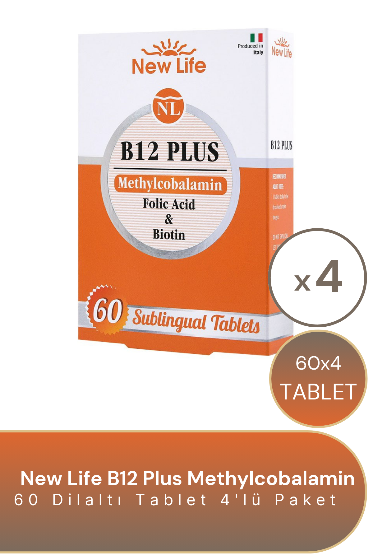 New Life B12 Plus Methylcobalamin 60 Dilaltı Tablet 4'lü Paket