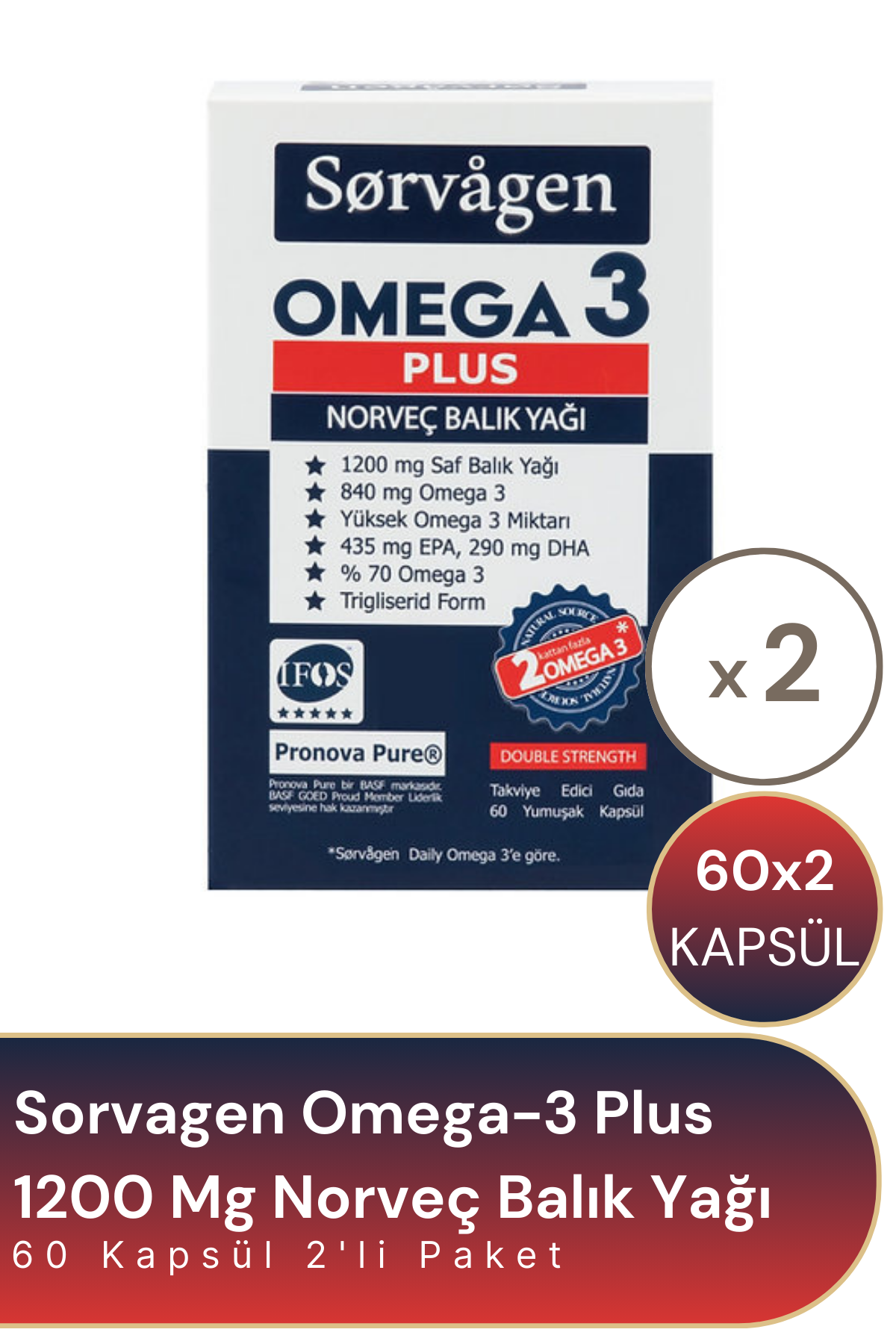 Sorvagen Omega-3 Plus 1200 Mg Norveç Balık Yağı 60 Kapsül 2'li Paket