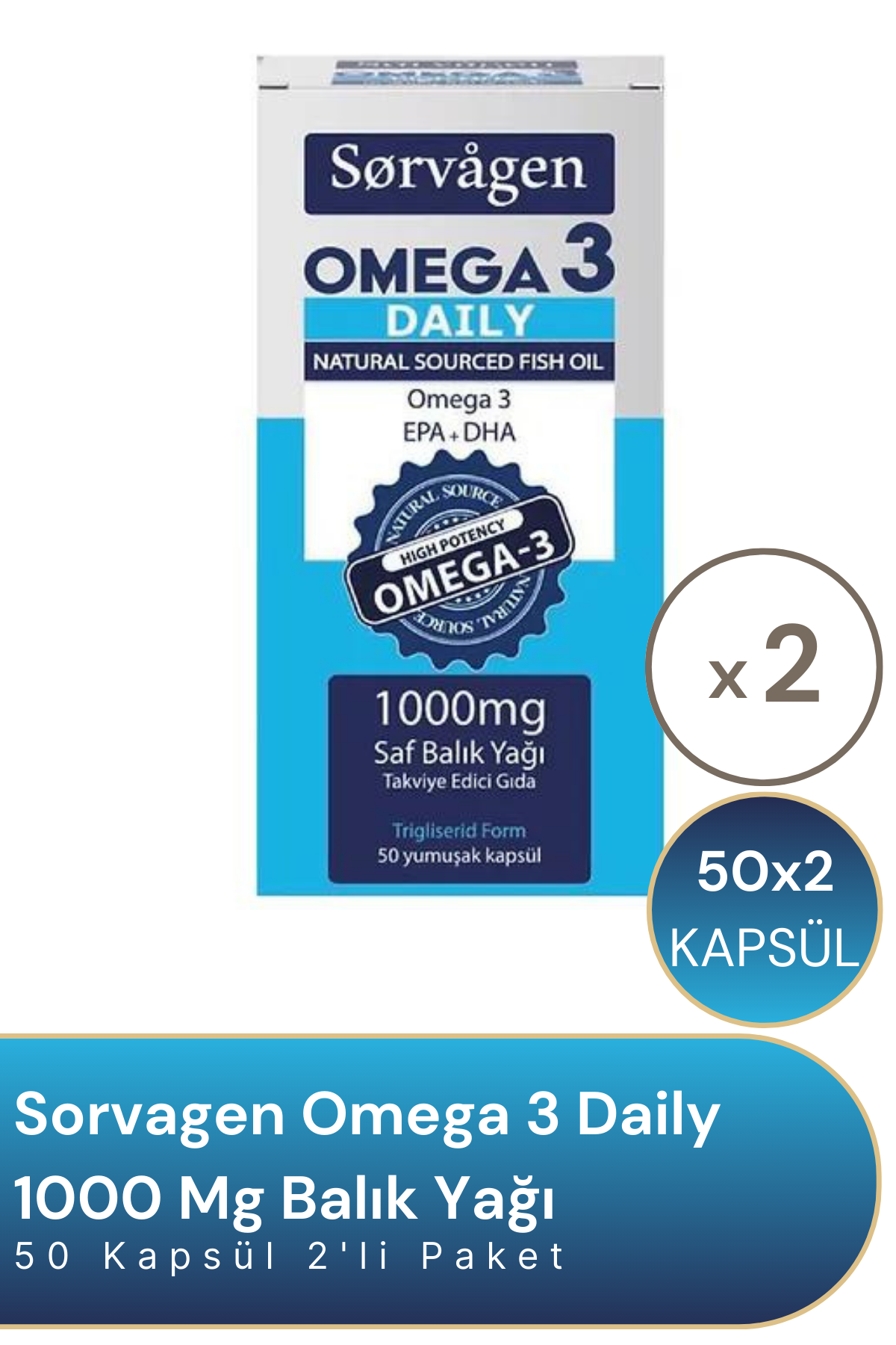 Sorvagen Omega 3 Daily 1000 Mg Balık Yağı 50 Kapsül 2'li Paket