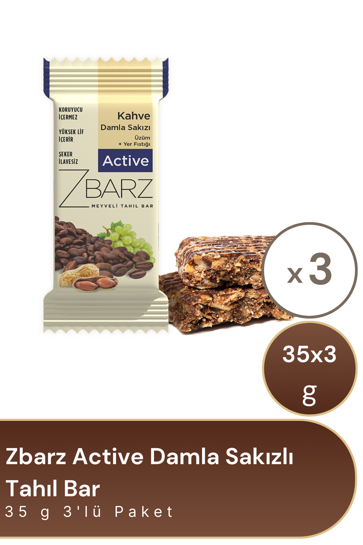 Zbarz Active Damla Sakızlı Tahıl Bar 35 g 3'lü Paket