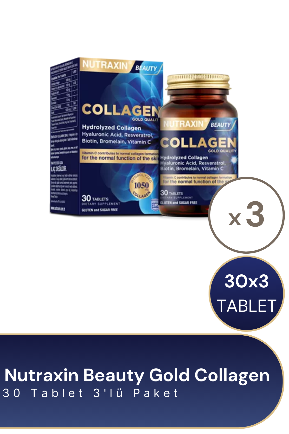 Nutraxin Beauty Gold Collagen 30 Tablet 3'lü Paket