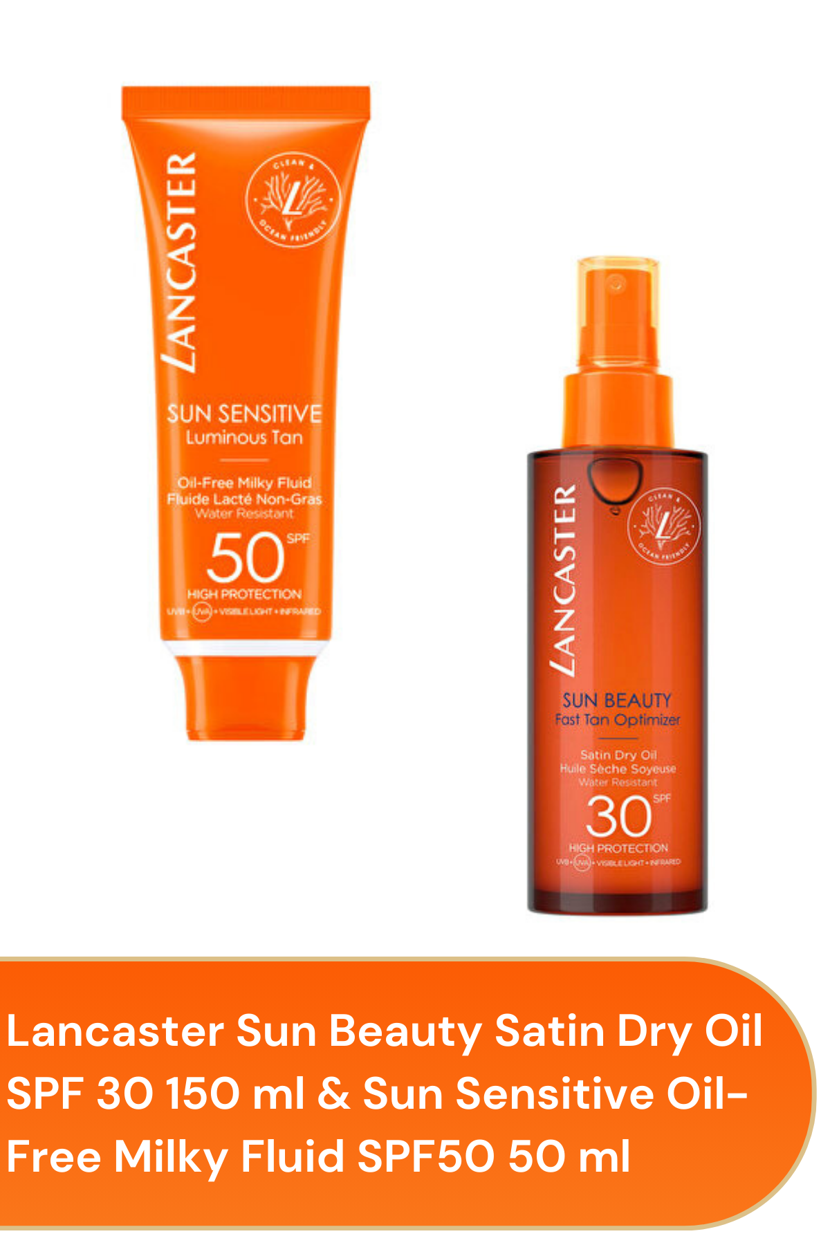 Lancaster Sun Beauty Satin Dry Oil SPF 30 150 ml & Sun Sensitive Oil-Free Milky Fluid SPF50 50 ml