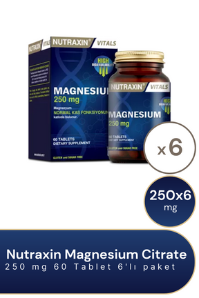 Nutraxin Magnesium Citrate 250 mg 60 Tablet 6'lı Paket