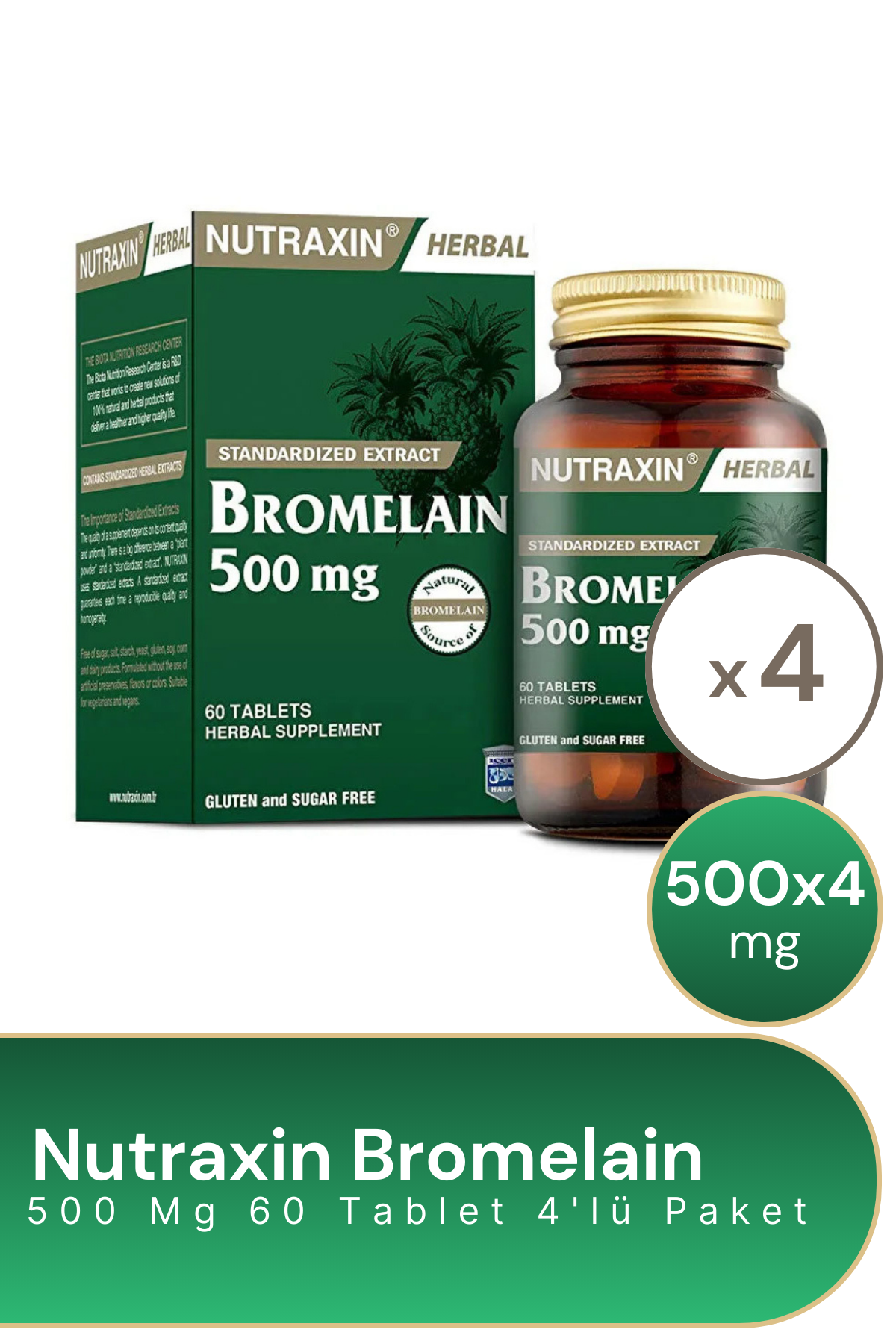 Nutraxin Bromelain 60 Tablet 4'lü Paket