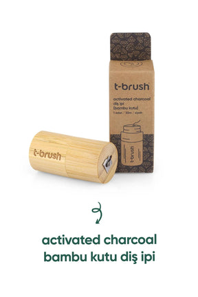 T-Brush Doğal Activated Charcoal Bambu Kutu Diş İpi 30 m