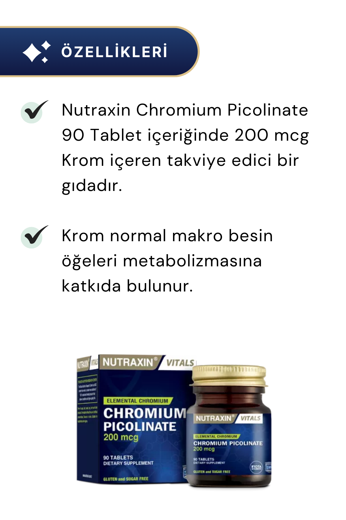 Nutraxin Chromium Picolinate 200 Mcg 90 Tablet 2'li Paket