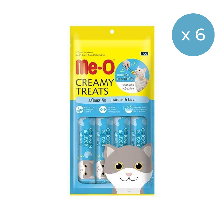 Me-O Creamy Treats Tavuklu ve Ciğerli Krem Kedi Ödül Maması 4 x 15 g 6'lı Paket