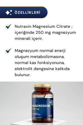 Nutraxin Magnesium Citrate 250 mg 60 Tablet 4'lü Paket