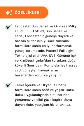 Lancaster Sun Sensitive Oil-Free Milky Fluid SPF50 50 ml - 3 Adet