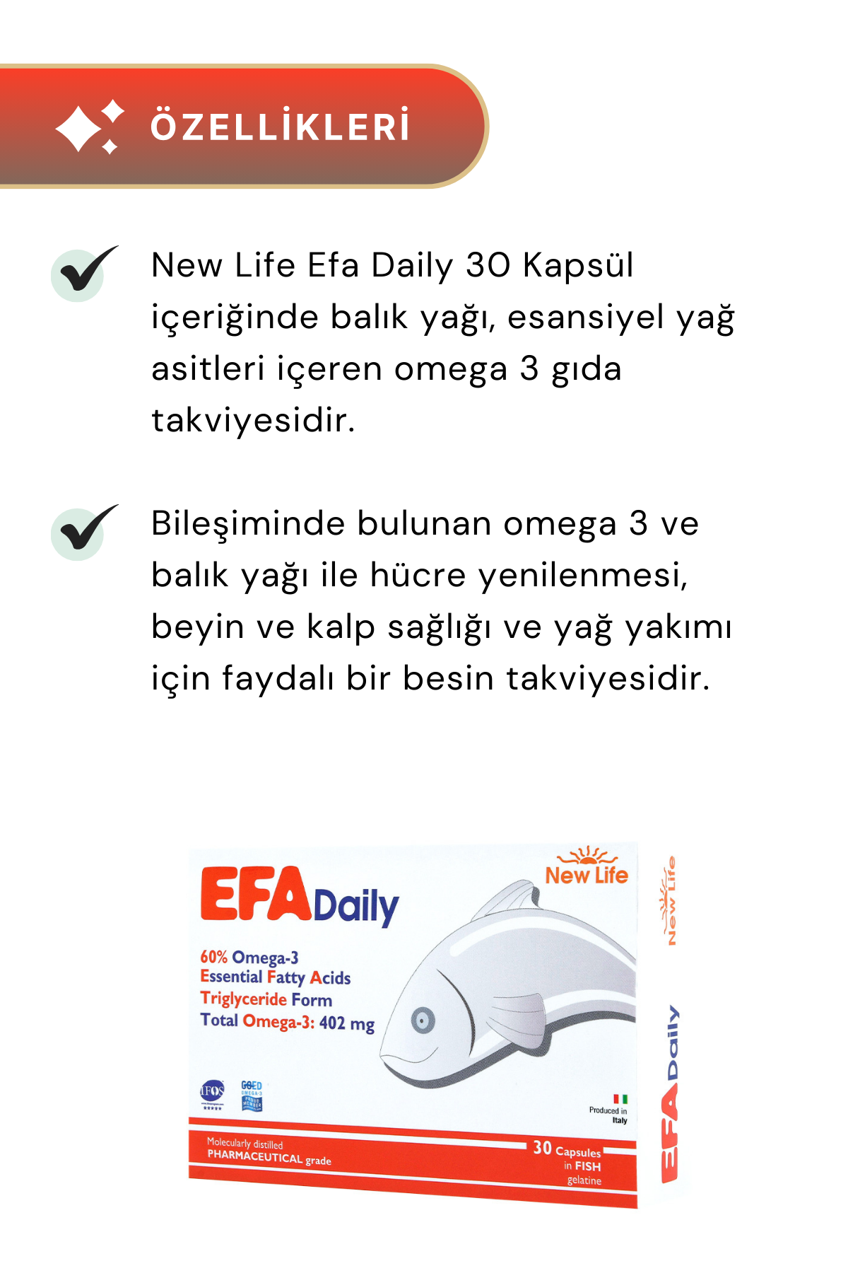 New Life EFA Daily Balık Yağı 30 Kapsül 3'lü Paket