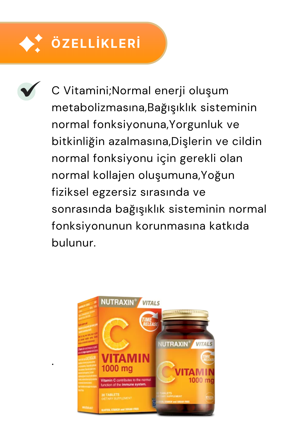 Nutraxin C Vitamin 1000 mg 30 Tablet 3'lü Paket