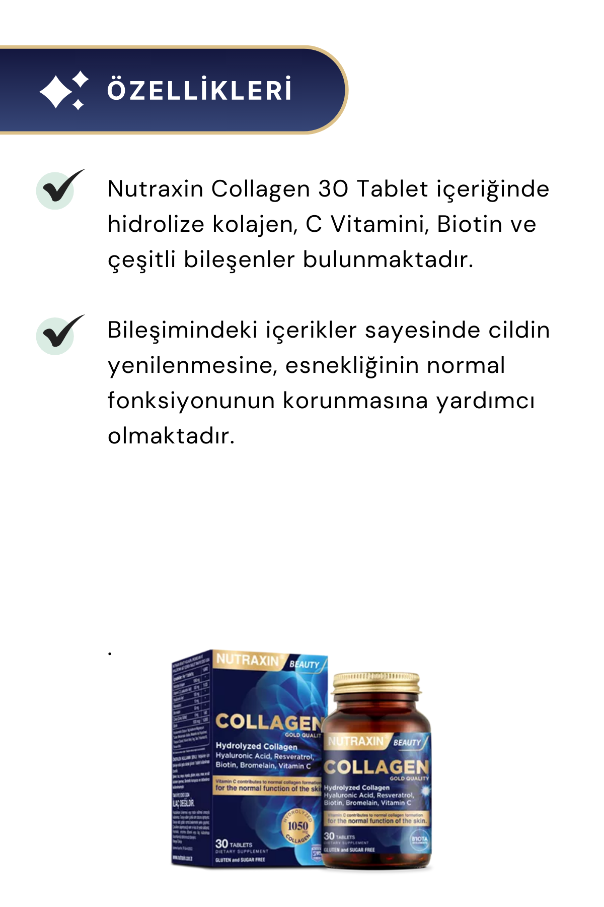 Nutraxin Beauty Gold Collagen 30 Tablet 2'li Paket