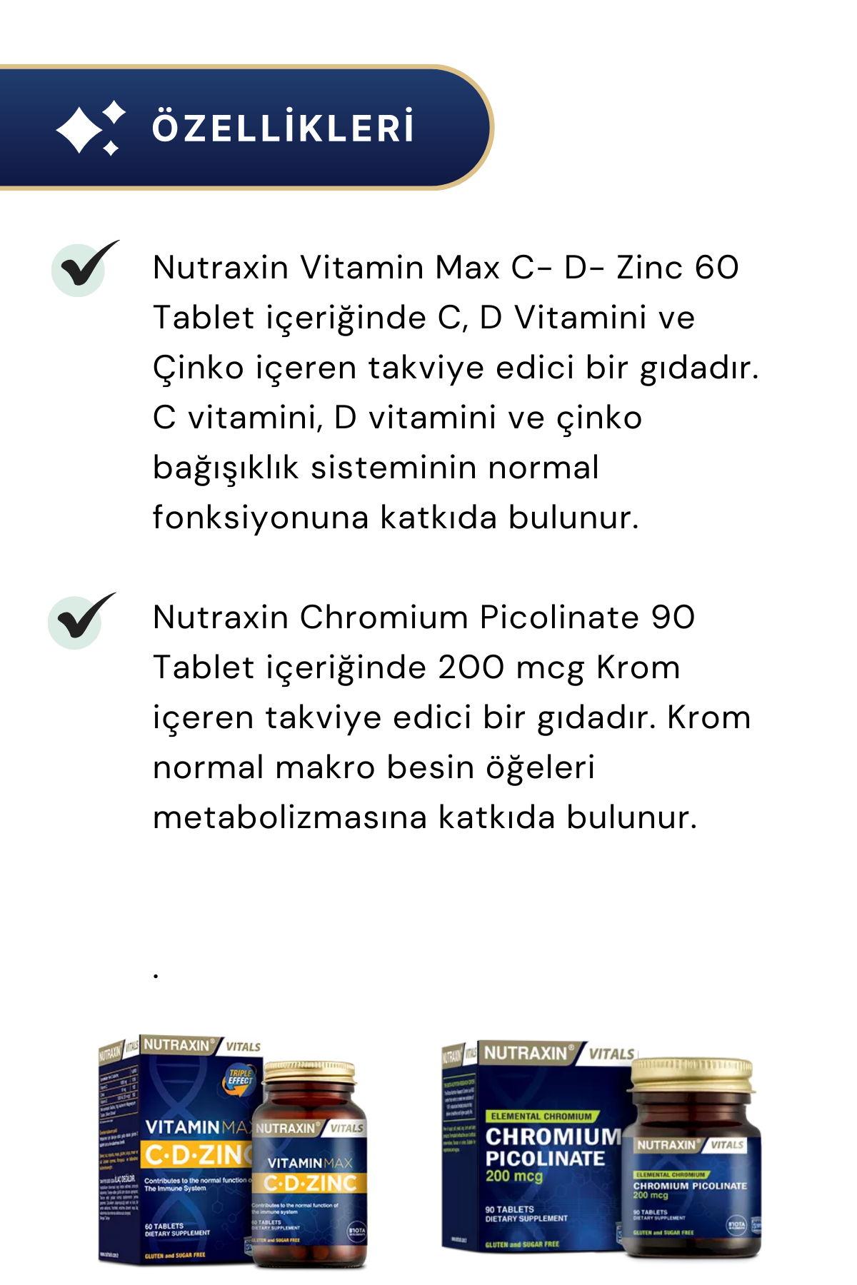 Nutraxin Chromium Picolinate & Vitamin Max C- D- Zinc