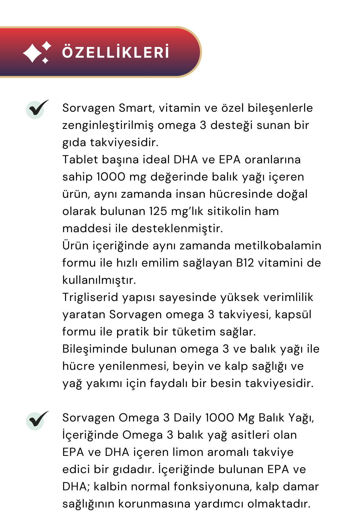 Sorvagen Smart Sitikolin DHA & Omega 3 Daily