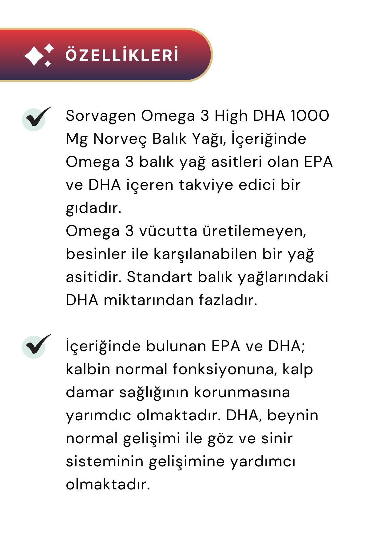 Sorvagen Omega-3 High DHA Norveç Balık Yağı 50 Kapsül 2'li Paket