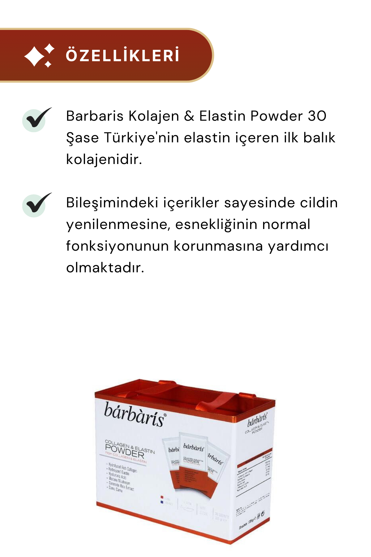 Barbaris Kolajen & Elastin Powder 30 Şase 3'lü Paket